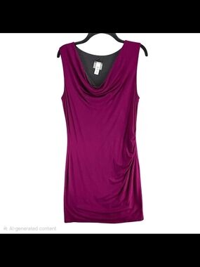 Athleta Inverse Drape Reversible Dress Womens Fuchsia Gray Cowl Neck Ruched XL